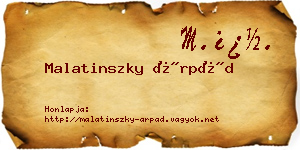 Malatinszky Árpád névjegykártya