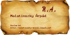 Malatinszky Árpád névjegykártya