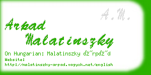 arpad malatinszky business card